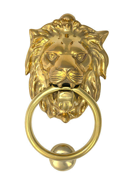 Polished Brass Lion Head Door Knocker