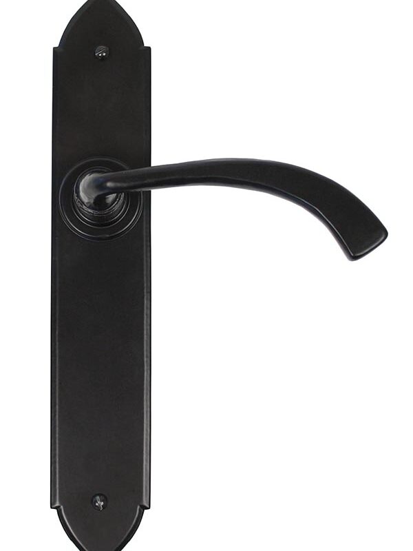 Black Gothic Curved Sprung Lever Latch Set