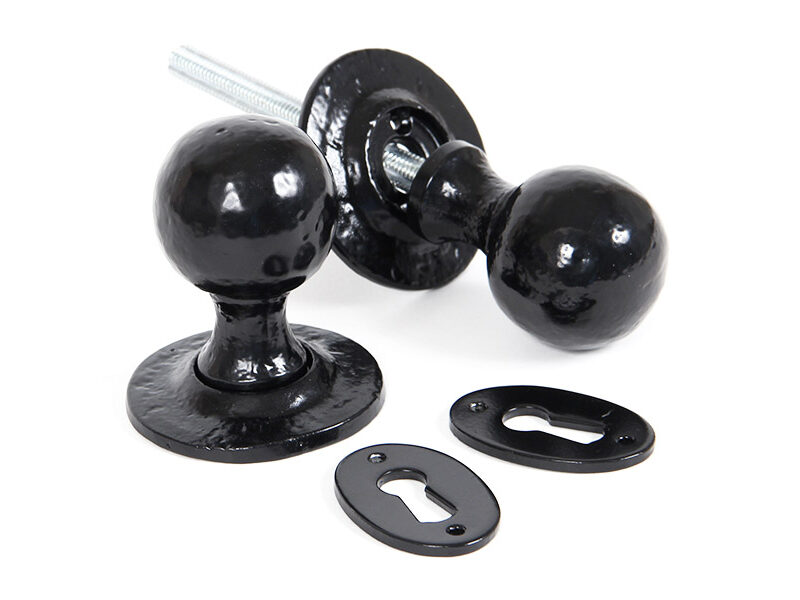 Black Round Mortice/Rim Knob Set