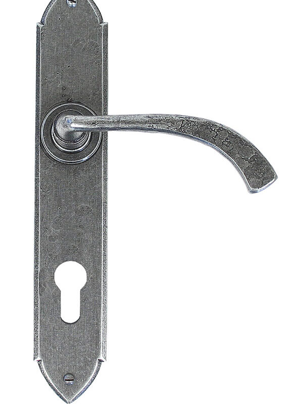 Pewter Gothic Curved Lever Espag. Lock Set