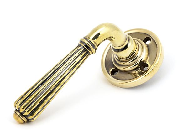 Aged Brass Hinton Lever on Rose Set