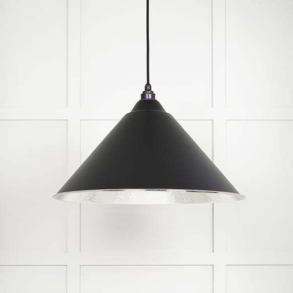 Hammered Nickel Hockley Pendant in Elan Black