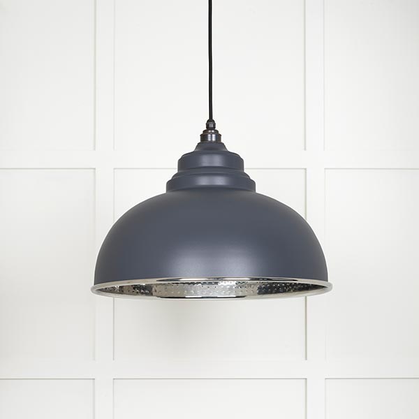 Hammered Nickel Harborne Pendant in Slate