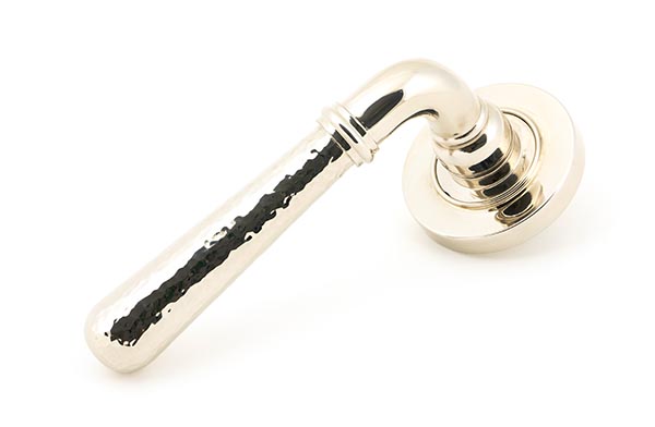 Polished Nickel Hammered Newbury Lever on Rose Set (Plain)