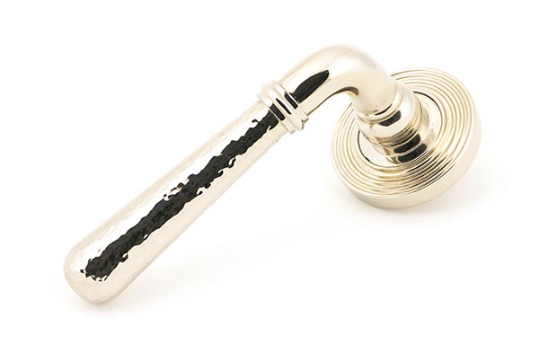 Polished Nickel Hammered Newbury Lever on Rose Set (Beehive)