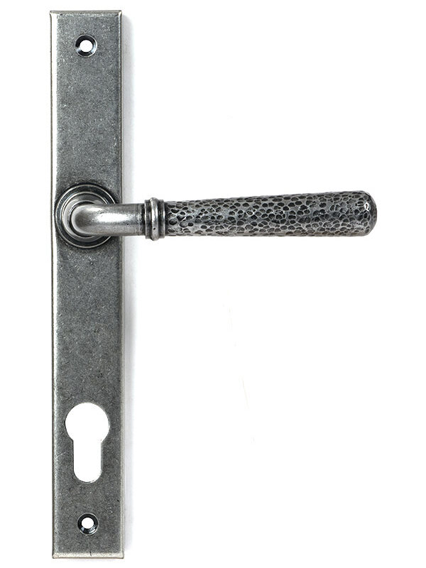 Pewter Hammered Newbury Slimline Espag. Lock Set