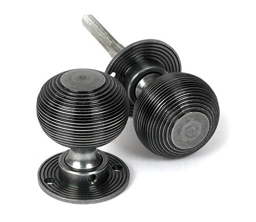 Pewter Heavy Beehive Mortice/Rim Knob Set
