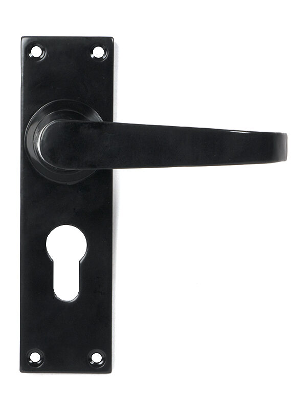 Black Deluxe Lever Euro Lock Set