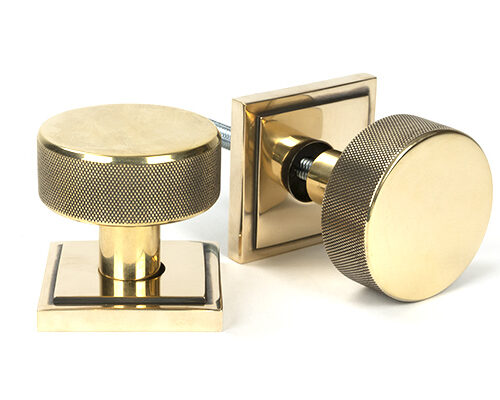 Aged Brass Brompton Mortice/Rim Knob Set (Square)