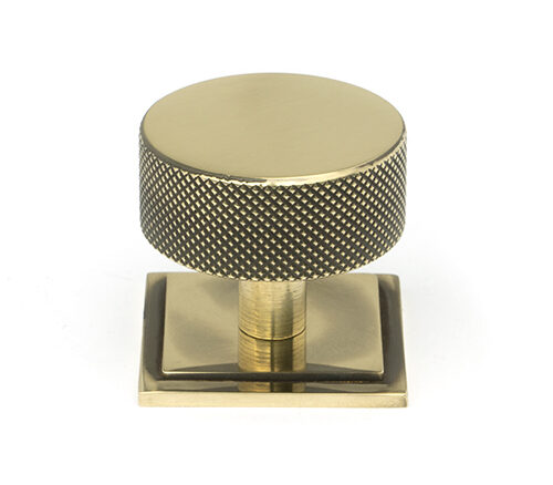 Aged Brass Brompton Cabinet Knob - 38mm (Square)