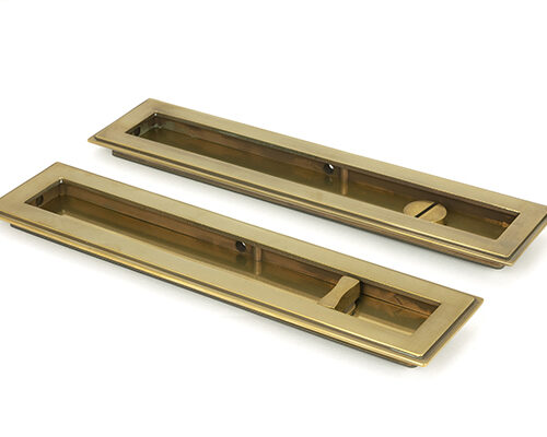 Aged Brass 250mm Art Deco Rectangular Pull - Privacy Set