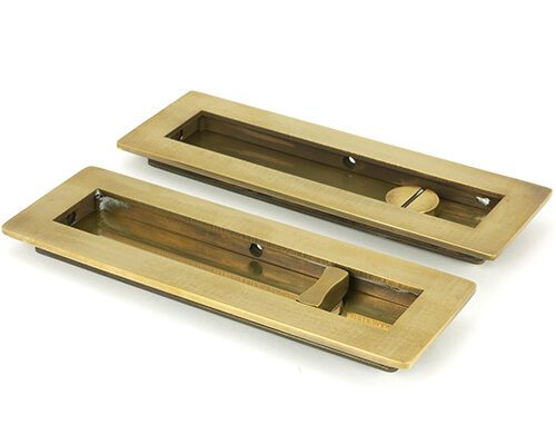 Aged Brass 175mm Plain Rectangular Pull - Privacy Set