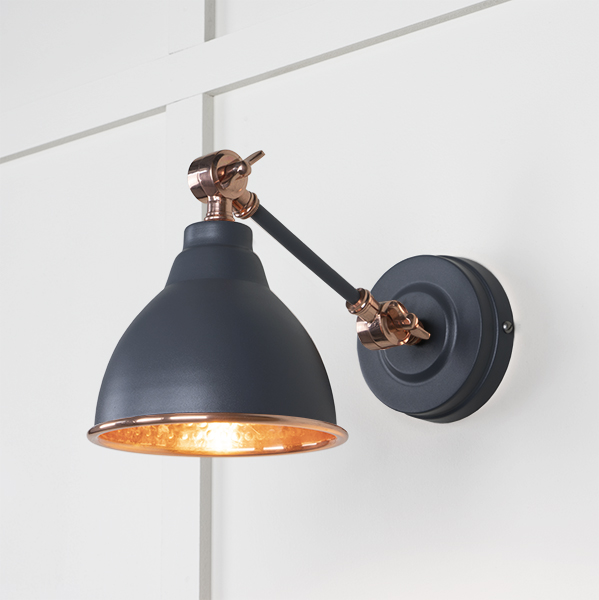 Hammered Copper Brindley Wall Light in Slate