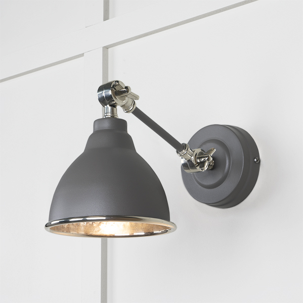 Hammered Nickel Brindley Wall Light in Bluff