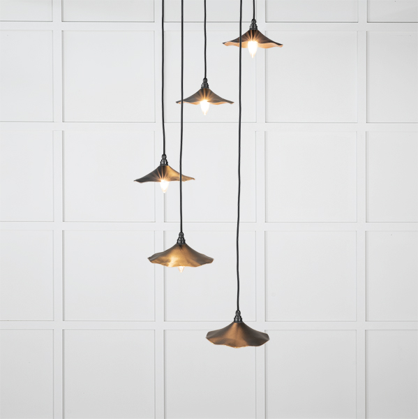 Smooth Copper Flora Cluster Pendant in Elan Black