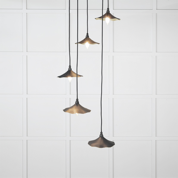 Smooth Brass Flora Cluster Pendant in Soot
