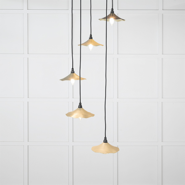 Smooth Brass Flora Cluster Pendant in Tump