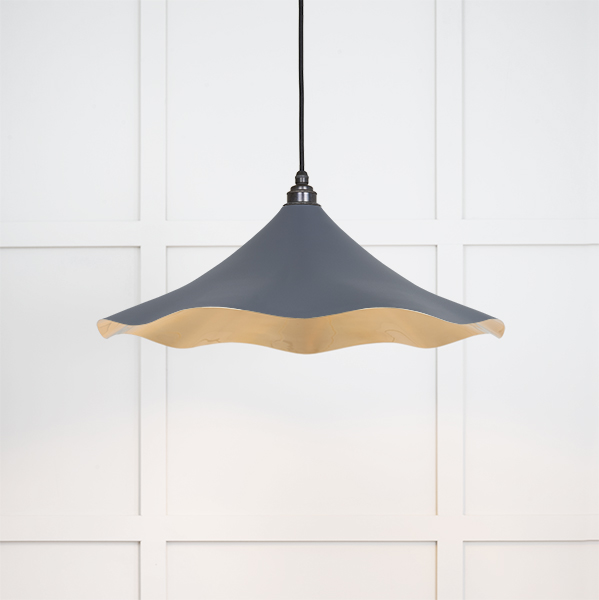 Smooth Brass Flora Pendant in Slate