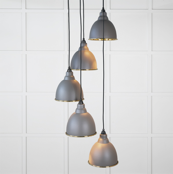 Hammered Brass Brindley Cluster Pendant in Bluff
