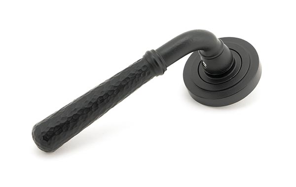 Matt Black Hammered Newbury Lever on Rose Set (Art Deco) - Unsprung