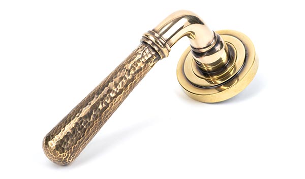 Aged Brass Hammered Newbury Lever on Rose Set (Art Deco) - Unsprung