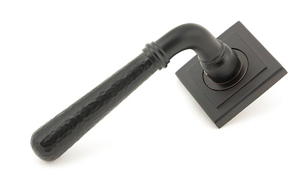 Aged Bronze Hammered Newbury Lever on Rose Set (Square) - Unsprung