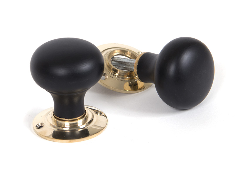 Ebony and PB Bun Mortice/Rim Knob Set