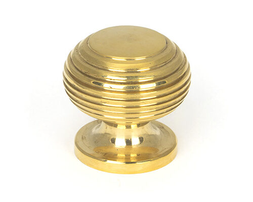 Polished Brass Beehive Cabinet Knob 30mm
