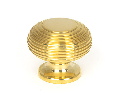 Polished Brass Beehive Cabinet Knob 40mm