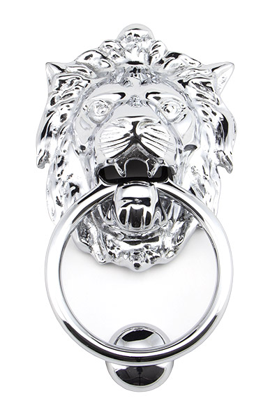 Polished Chrome Lion Head Door Knocker