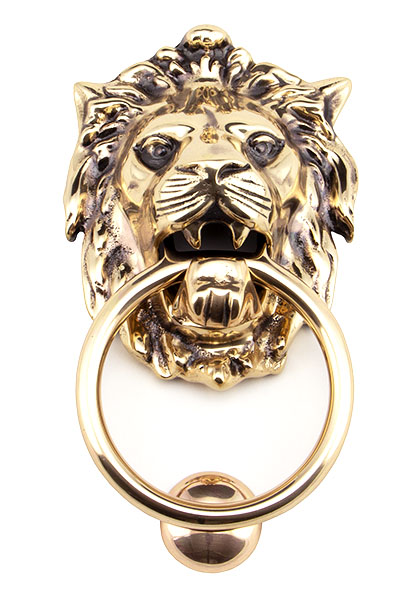 Polished Bronze Lion Head Door Knocker