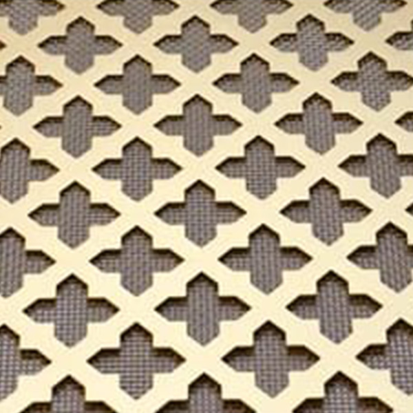 Perforated Brass Grille – Crossed Sword with Fine Mesh